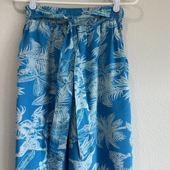 Angie Blue Tropical Print Wide Leg Palazzo Pants - Picture 3 of 6